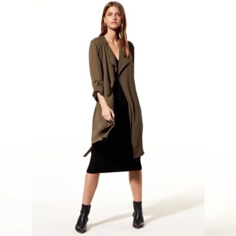 Aritzia Babaton Flowy Modern Trench Coat Green Size XXS B30
